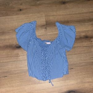 Blue corset shirt, perfect for summer blue picnic print